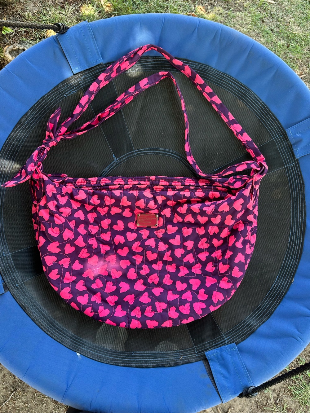 Marc Jacobs Pink and Purple Quilted Heart-Print Hobo - Picture 4 of 9